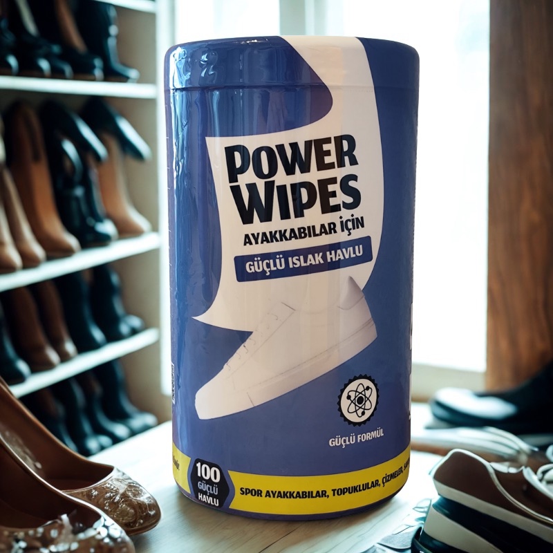 Power Wipes – Ayakkabı Temizleyici Güçlü Islak Havlu (100 Adet)
